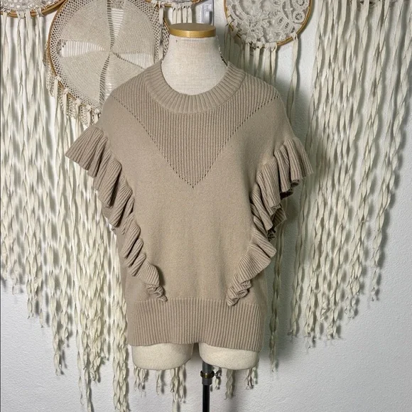 Munthe Eivan Knit Sleeveless Pullover with Ruffle Detail Large - Picture 2 of 12